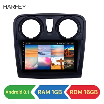 Harfey 2 din Android 8,1 9 инча Автомобилен Мултимедиен Плеър за Renault Dacia Sandero 2012 2013 2014 2015-2017 С Камера за обратно виждане