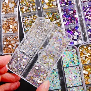 1 Кутия с Различни Размери SS6-SS20 Стъклени кристали Без топла определяне на Flatback Crystal 3D Декорации за Нокти, Бижута Занаяти САМ Скъпоценни Камъни