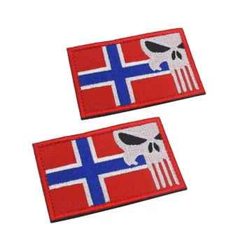 3D Флаг на Норвегия Бродерия Петна Магически Етикети Норвегия Скелет Флаг Кръпка Пластир