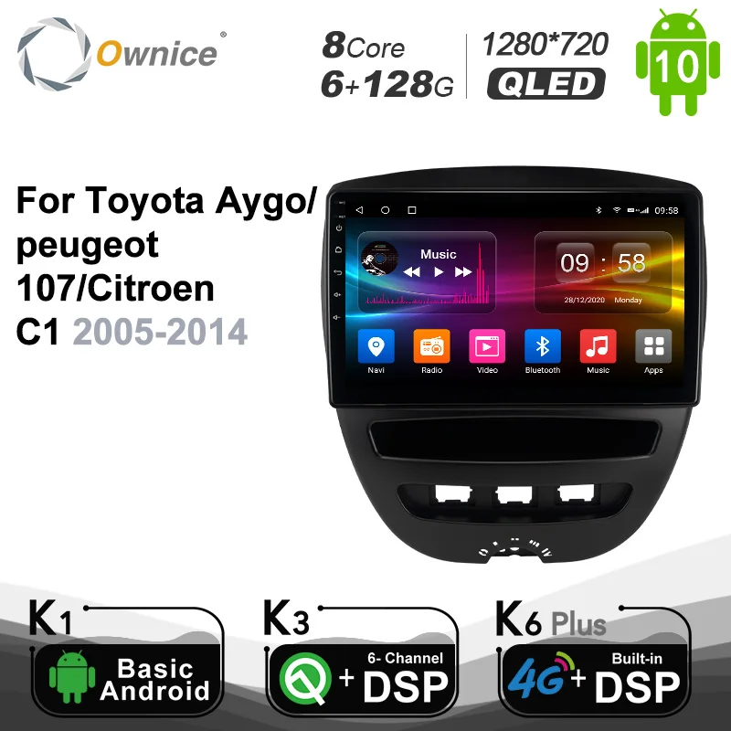 Ownice Авторадио автомобилното радио 2 Din за Toyota Aygo, peugeot 107/Citroen C1 Android 10,0 Мултимедия 4G LTE 6G Ram 128G Rom 0
